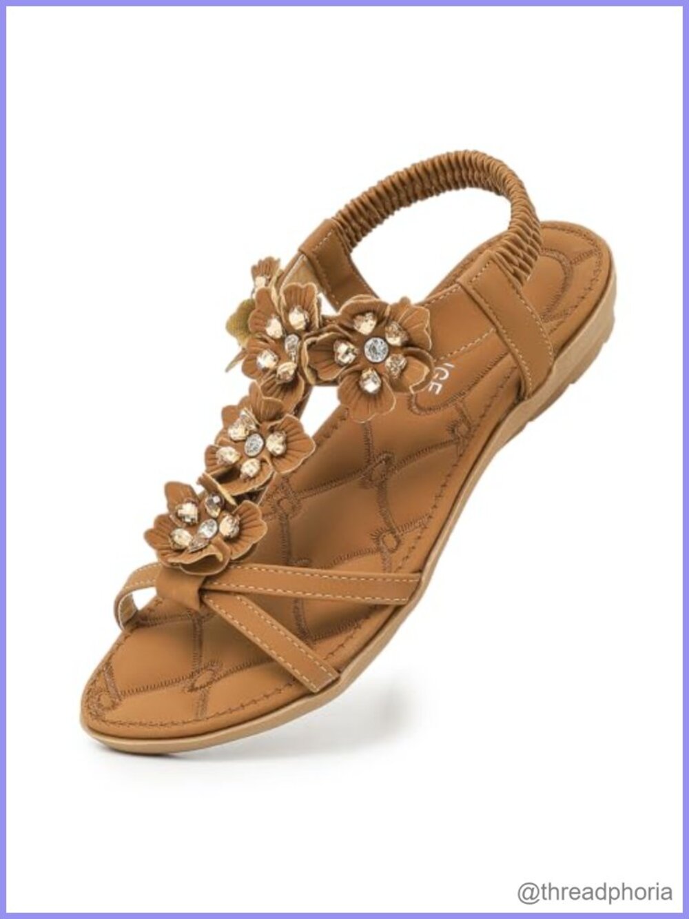Womens Flat Sandals Flower Ankle Strap Bohemian Comfortable Casual Walking